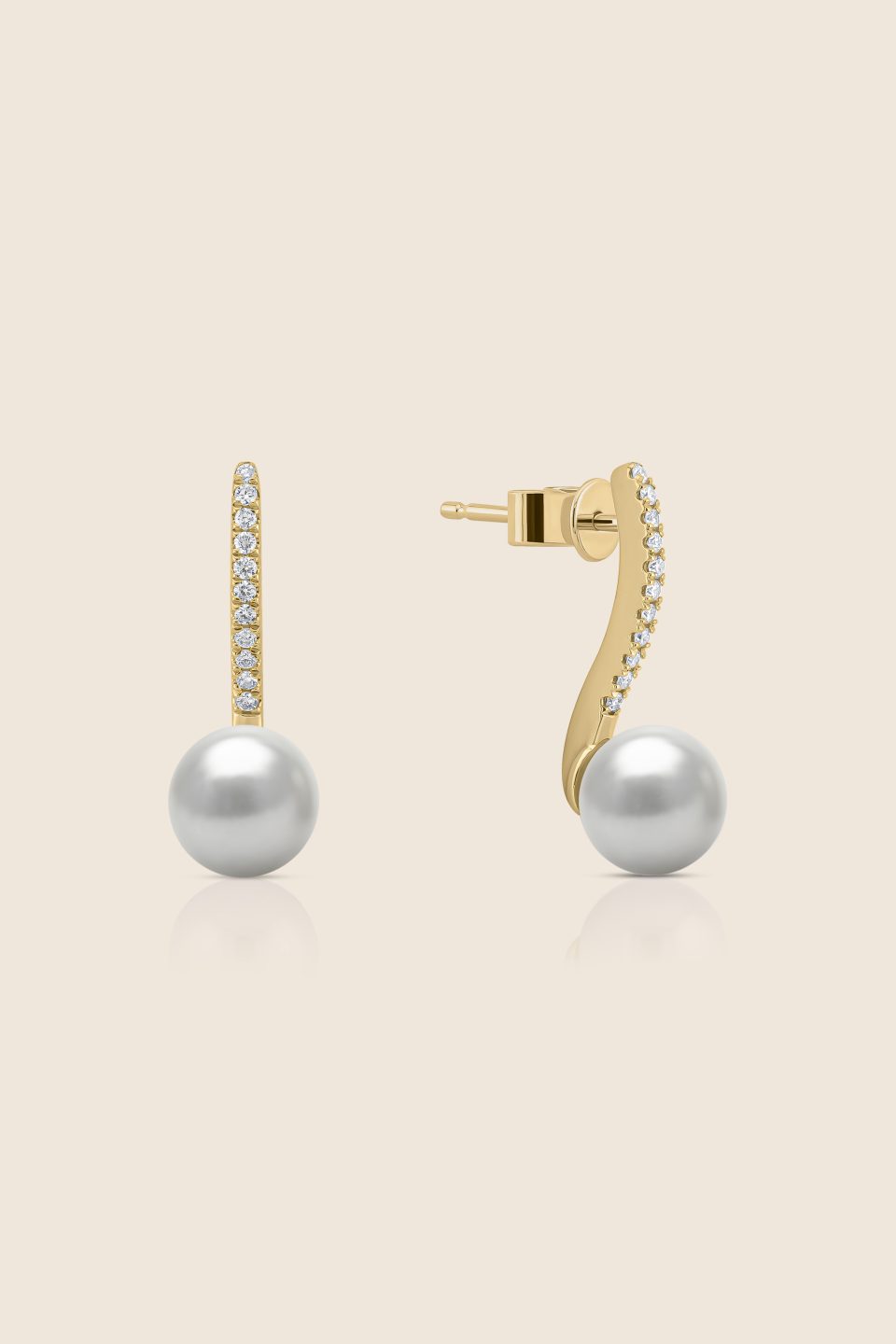 lavita yellow gold pearl drop earring with diamond bar