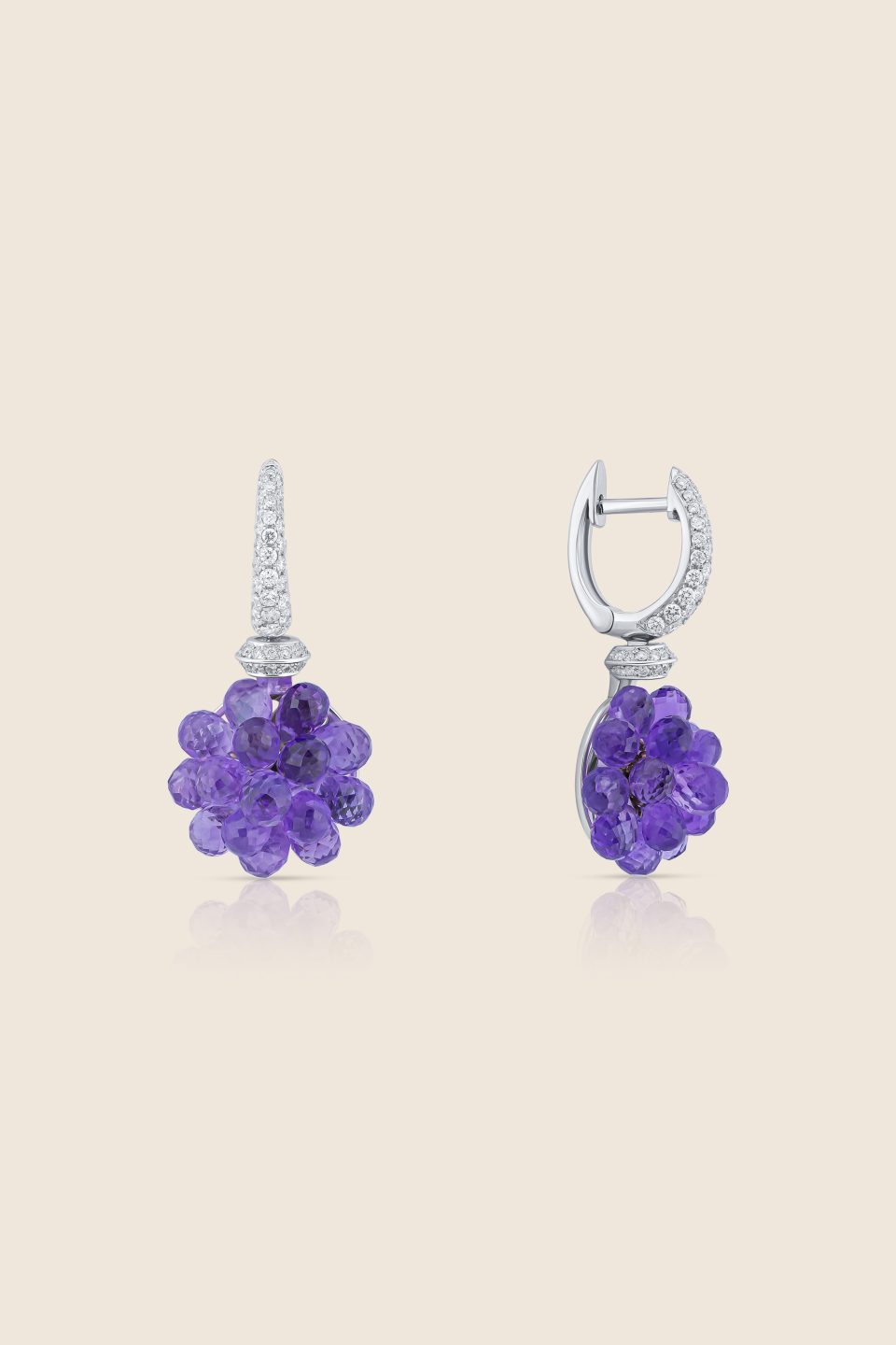 aurora white gold diamond earring with amethyst