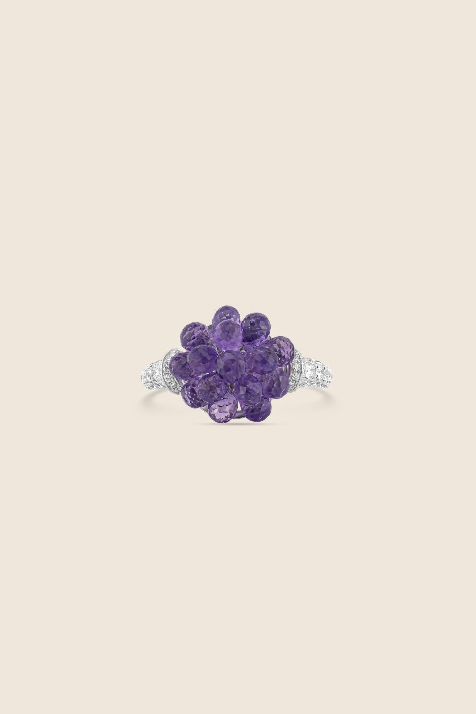 aurora white gold diamond ring with amethyst