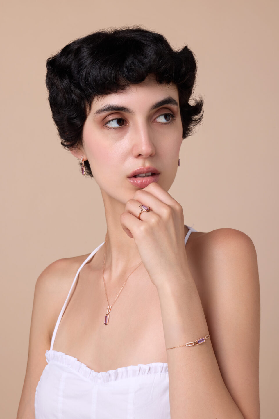 affinity rose gold diamond bracelet with amethyst