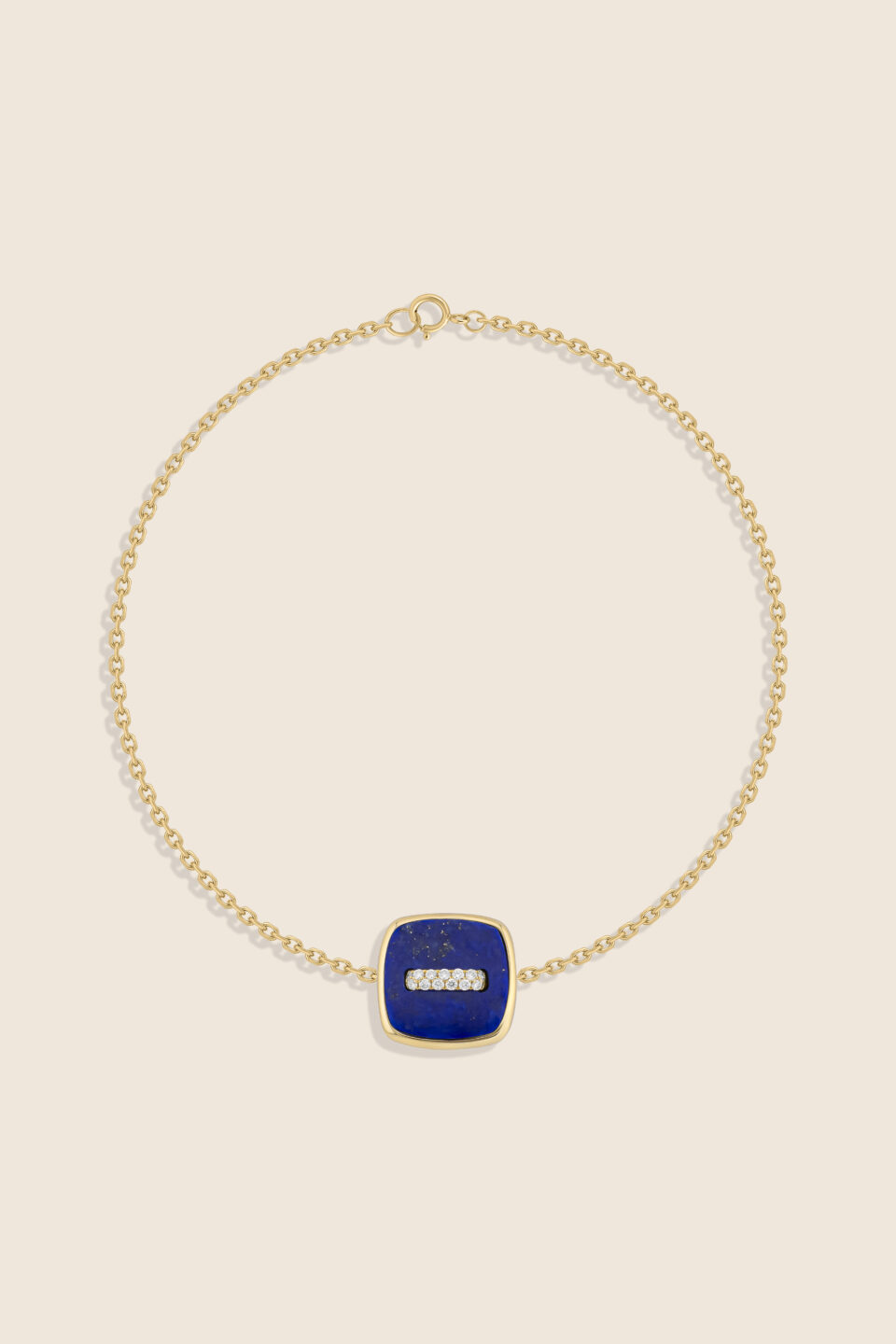 novelty yellow gold diamond bracelet with lapis lazuli