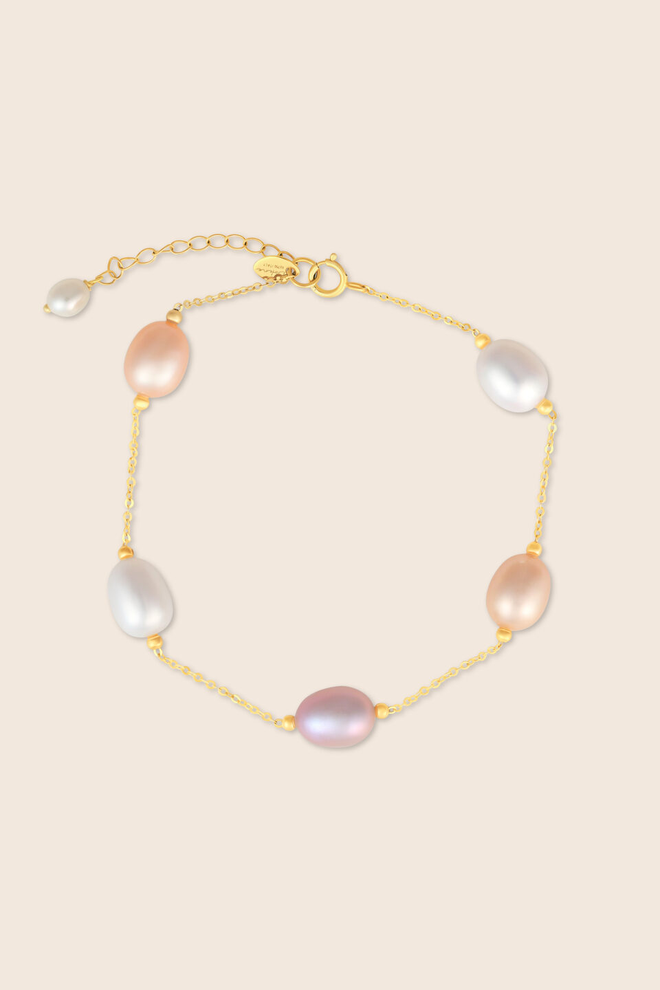 Lavita yellow gold oval coloured pearl bracelet