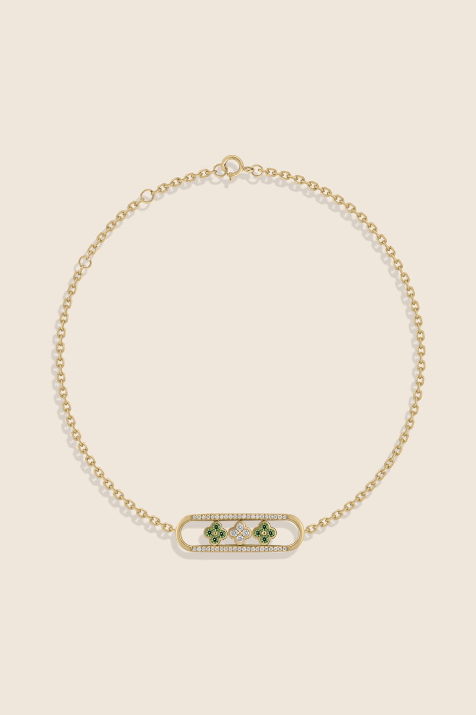 amara yellow gold diamond bracelet flower emerald