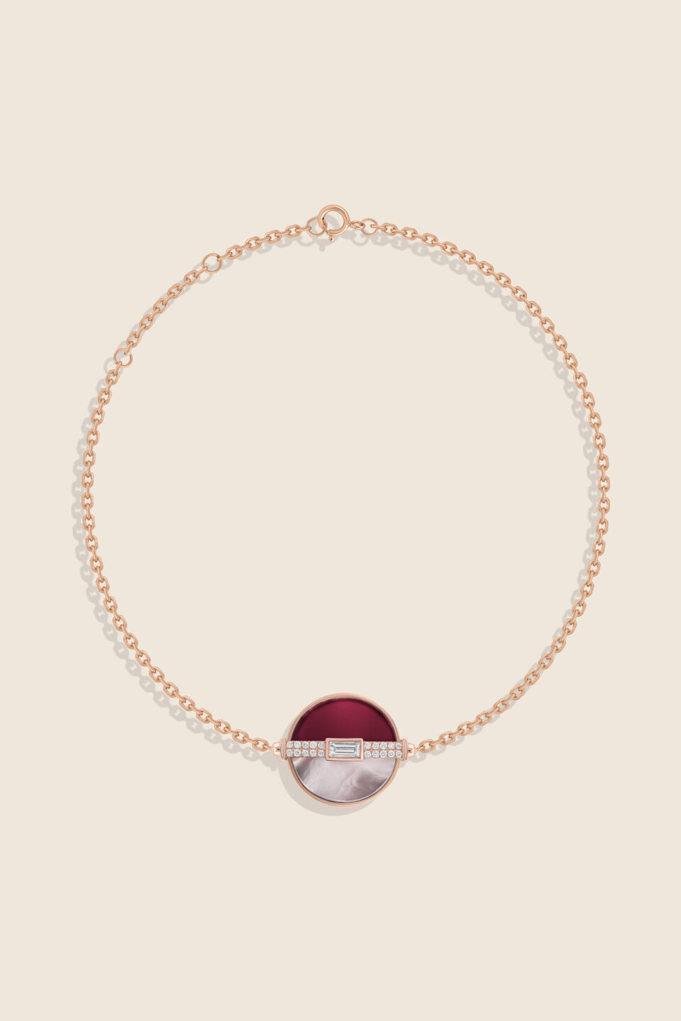 novelty rose gold diamond bracelet with rhodonite