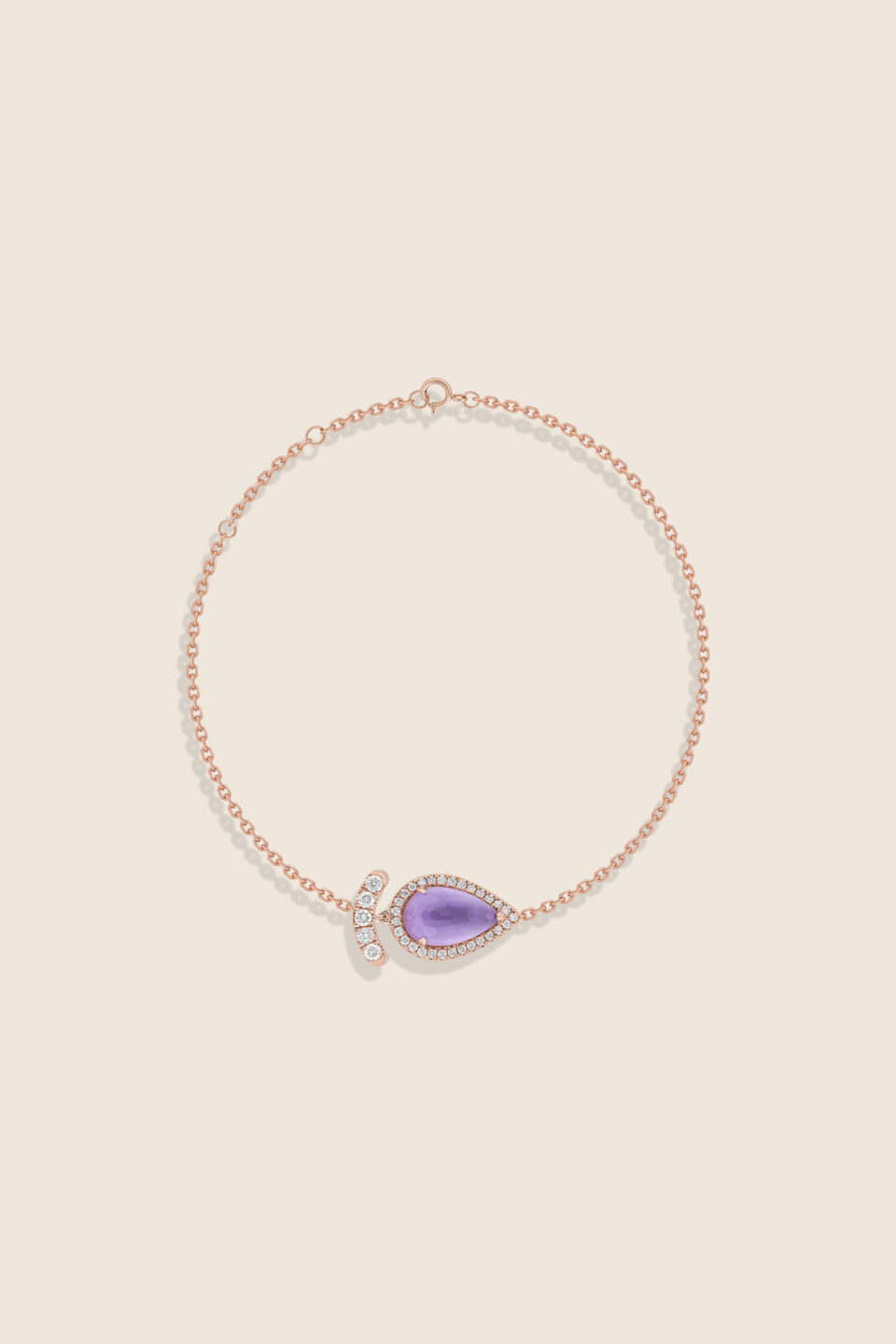 nephele rose gold diamond bracelet with amethyst