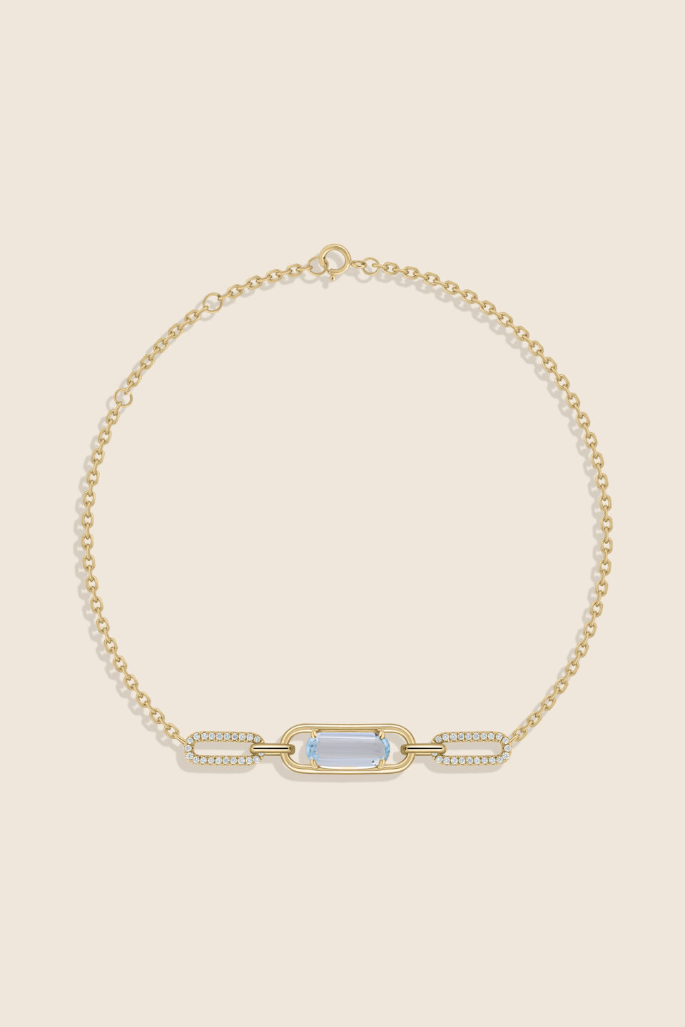affinity yellow gold diamond bracelet with blue topaz