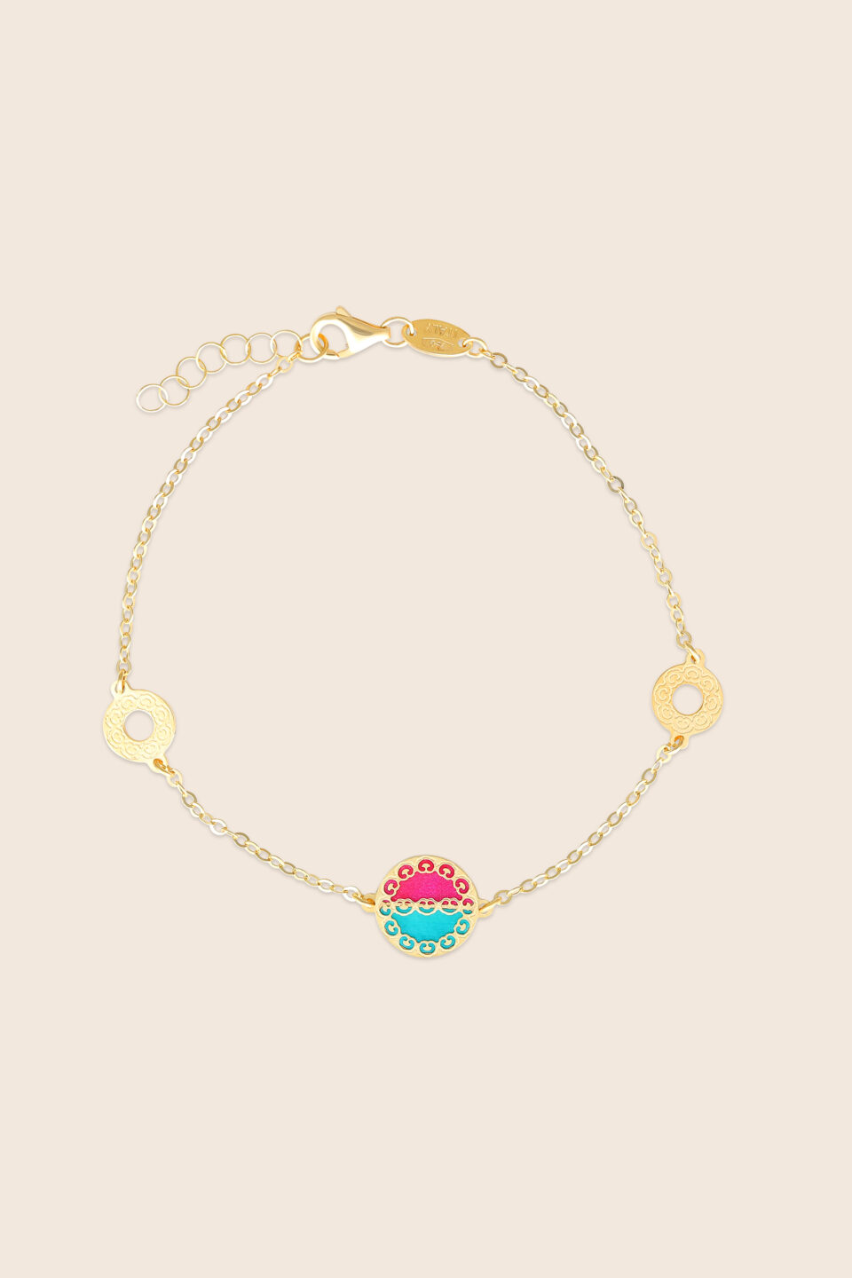 Novelty yellow gold Bracelet with gem stones