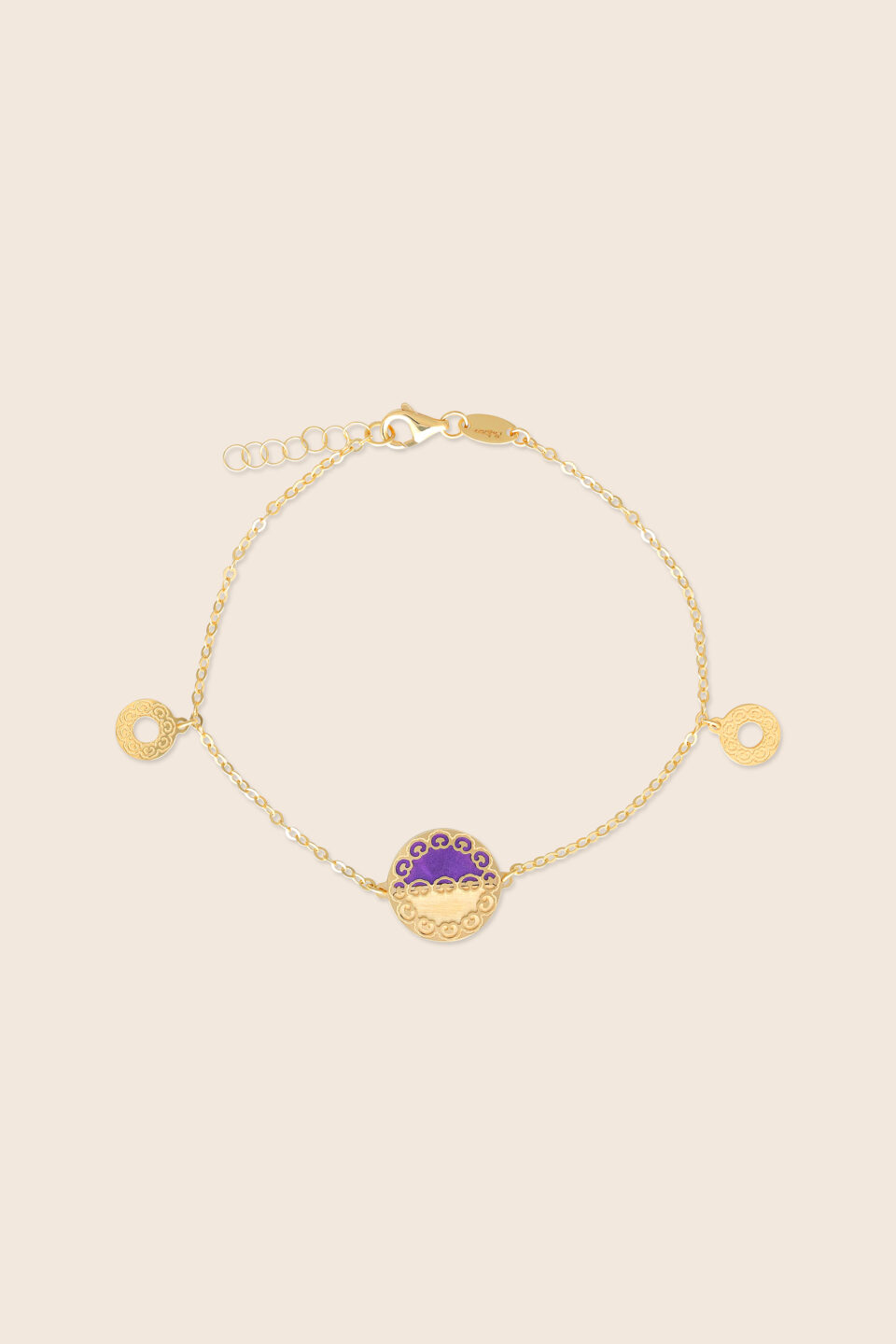 Novelty yellow gold bracelet with amethyst