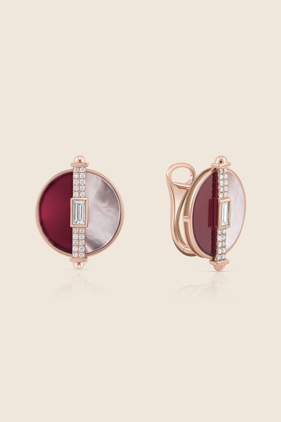 novelty rose gold diamond earring with rhodonite