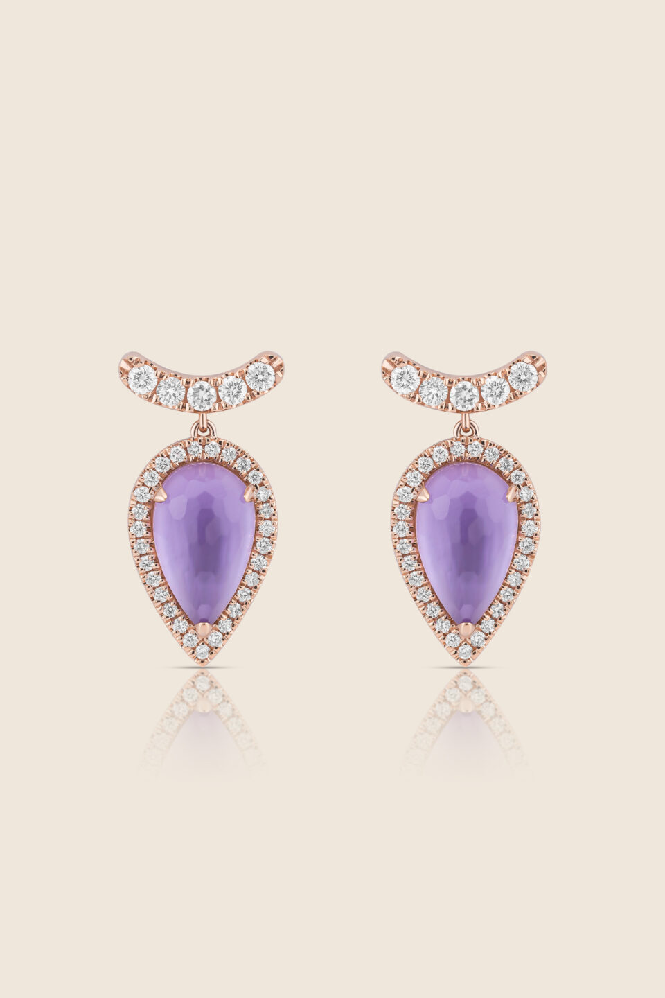 nephele rose gold diamond earring with amethyst