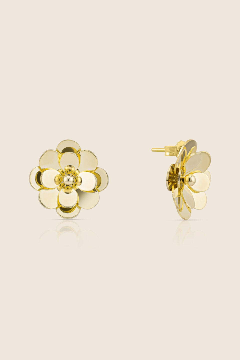 Glint yellow gold single flower earring
