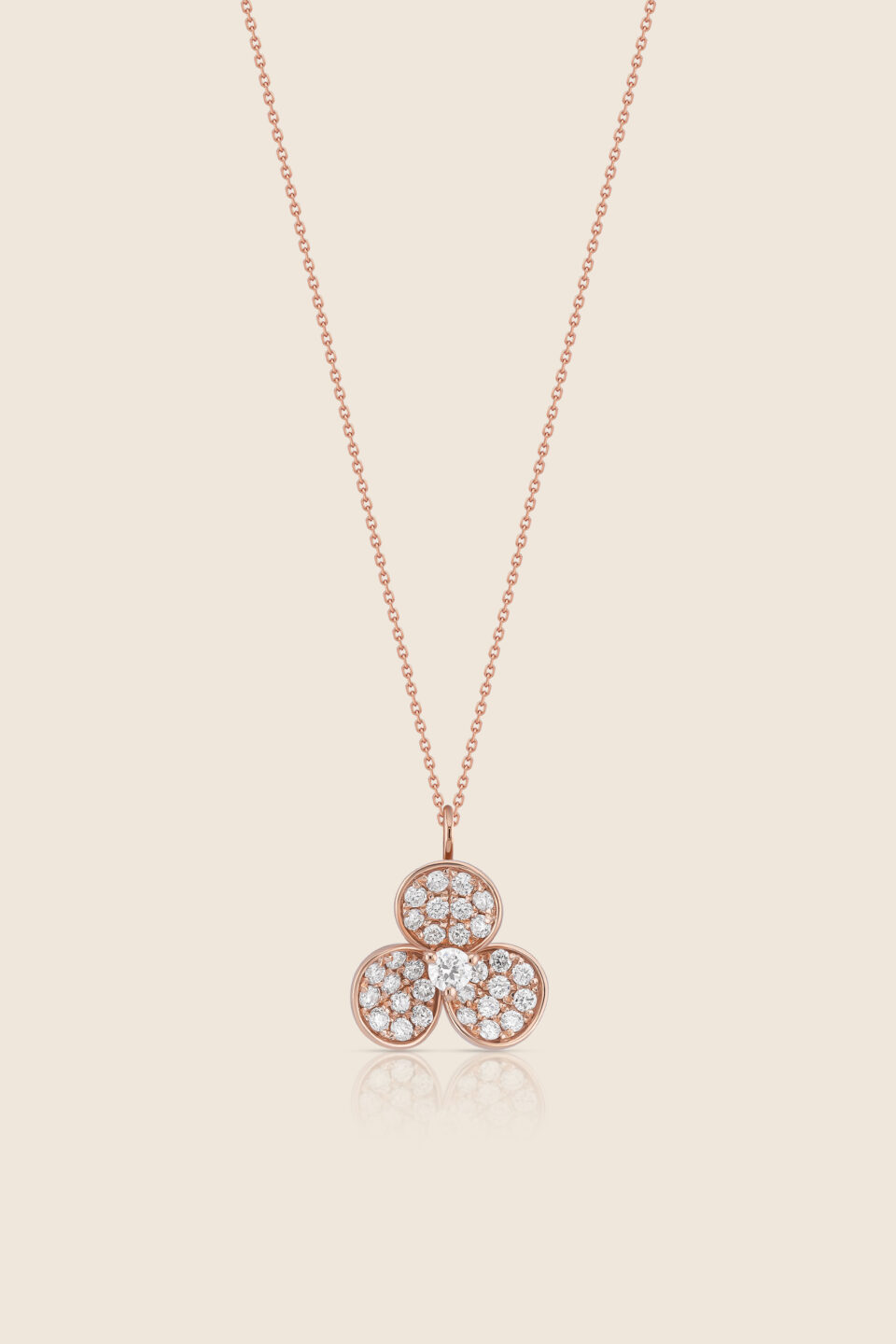amara rose gold flower diamond pendant