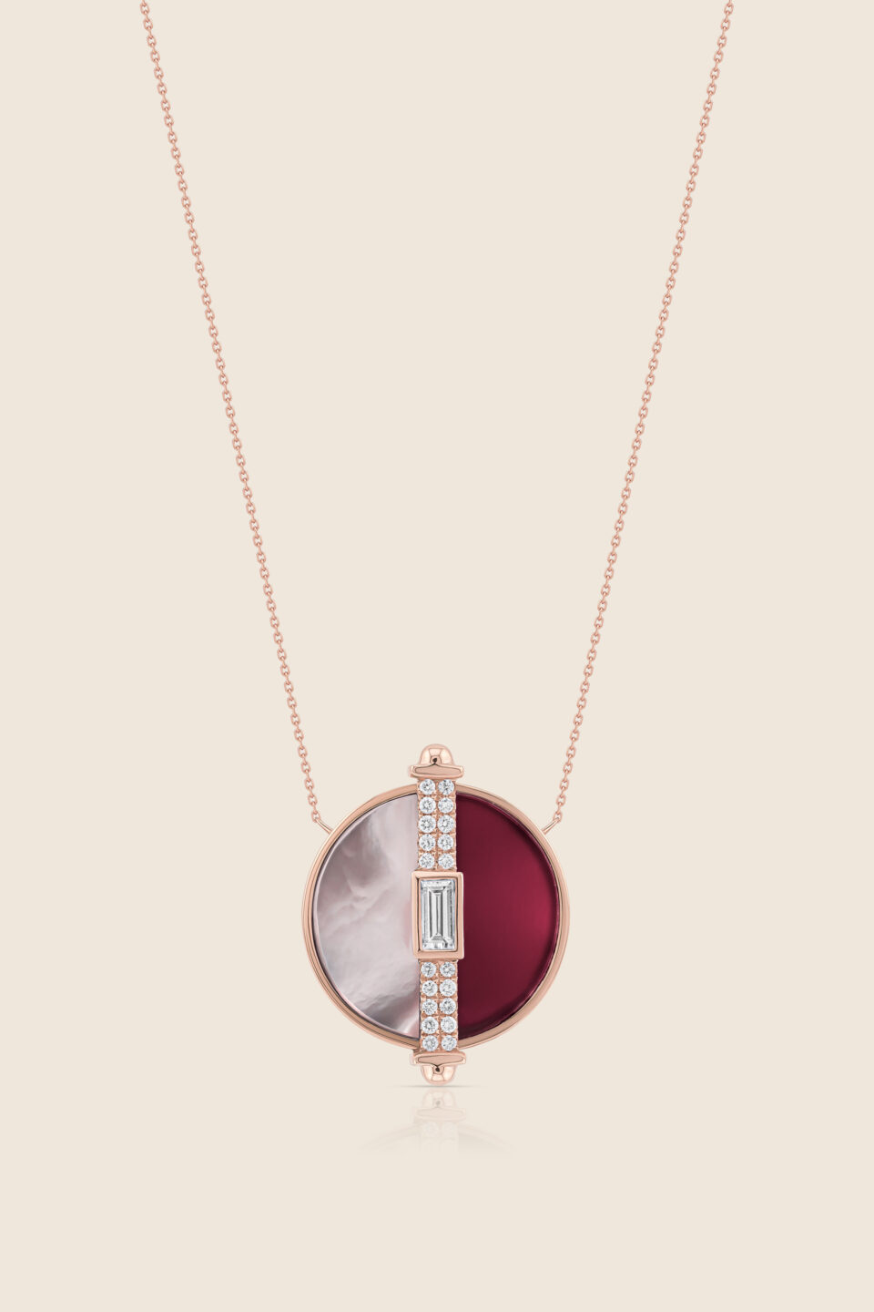 novelty rose gold diamond pendant with rhodonite
