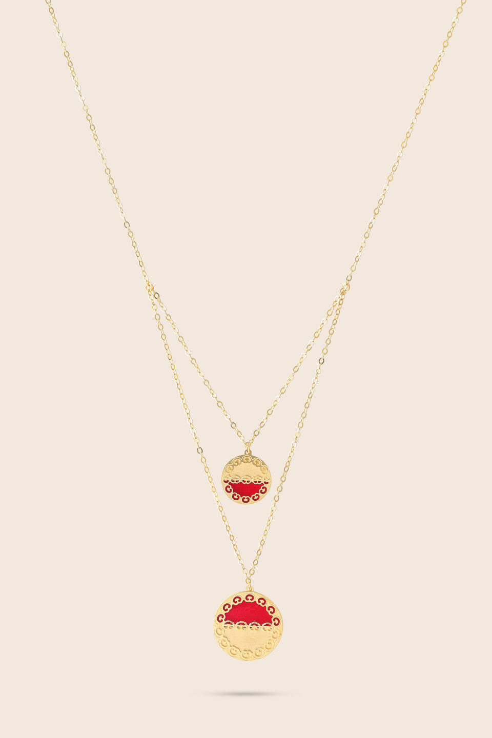 Novelty yellow gold dangling pendant with ruby