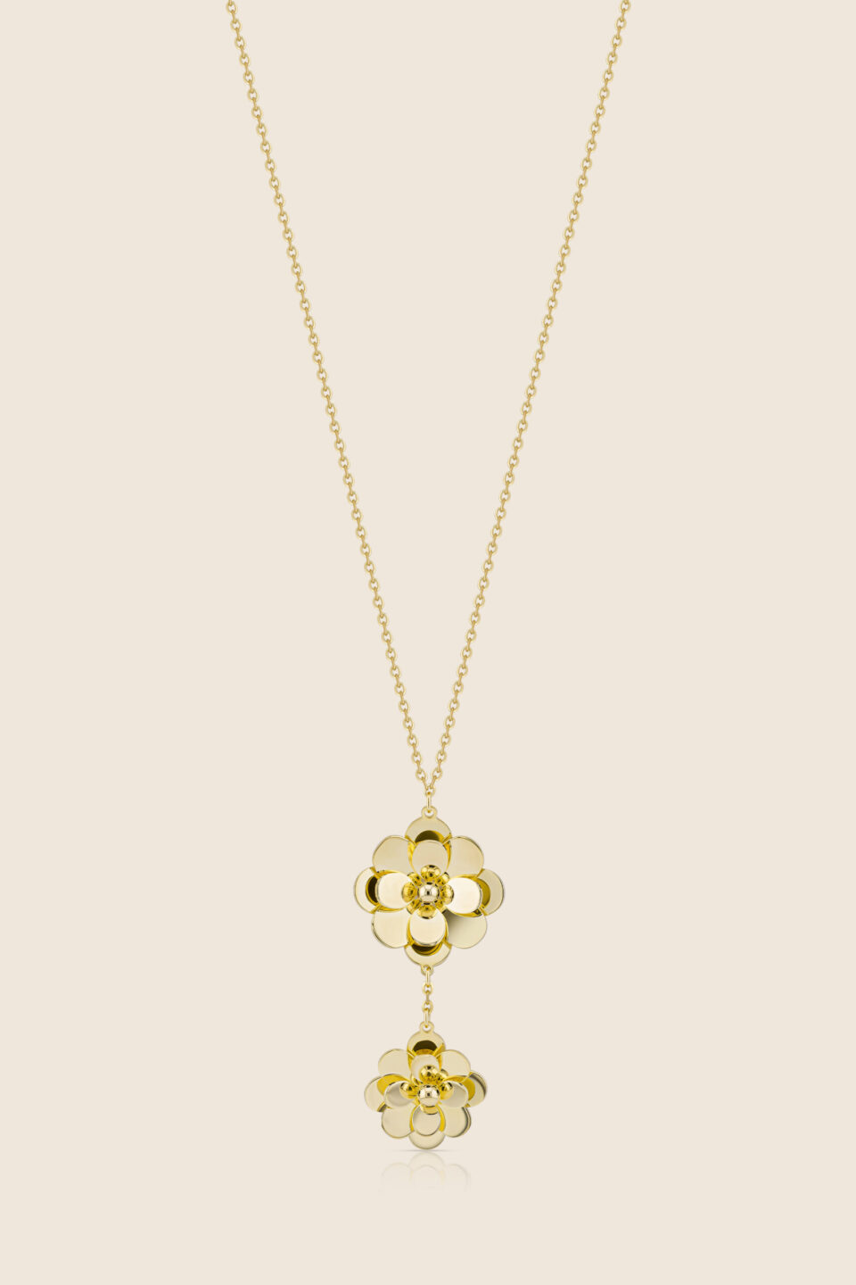 Glint yellow gold two flower pendant