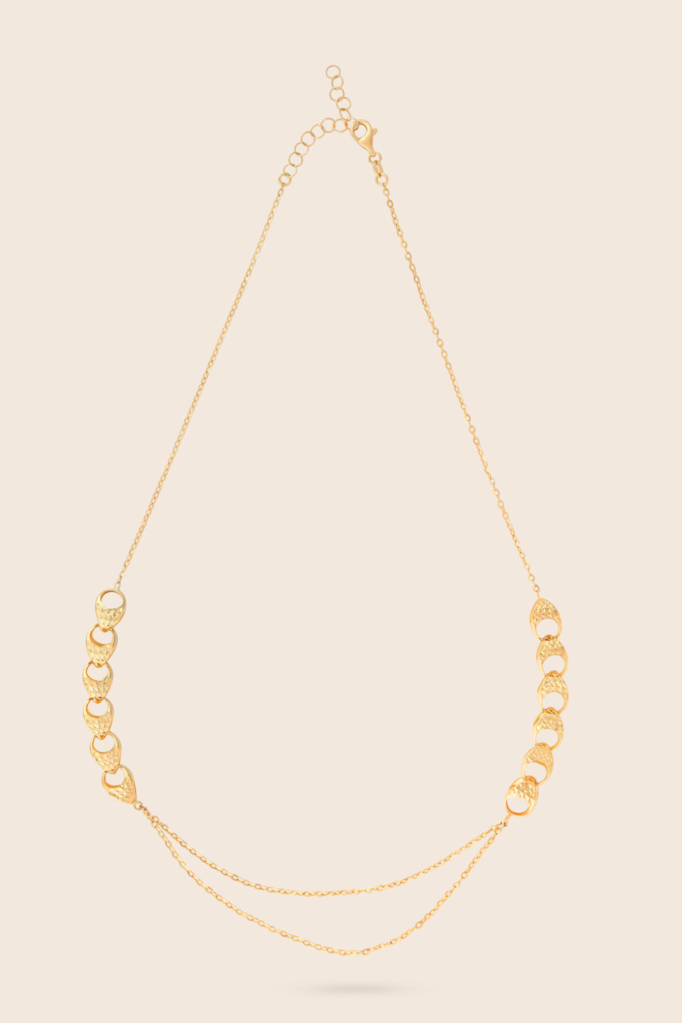 Affinity yellow gold widelink two side motive necklace