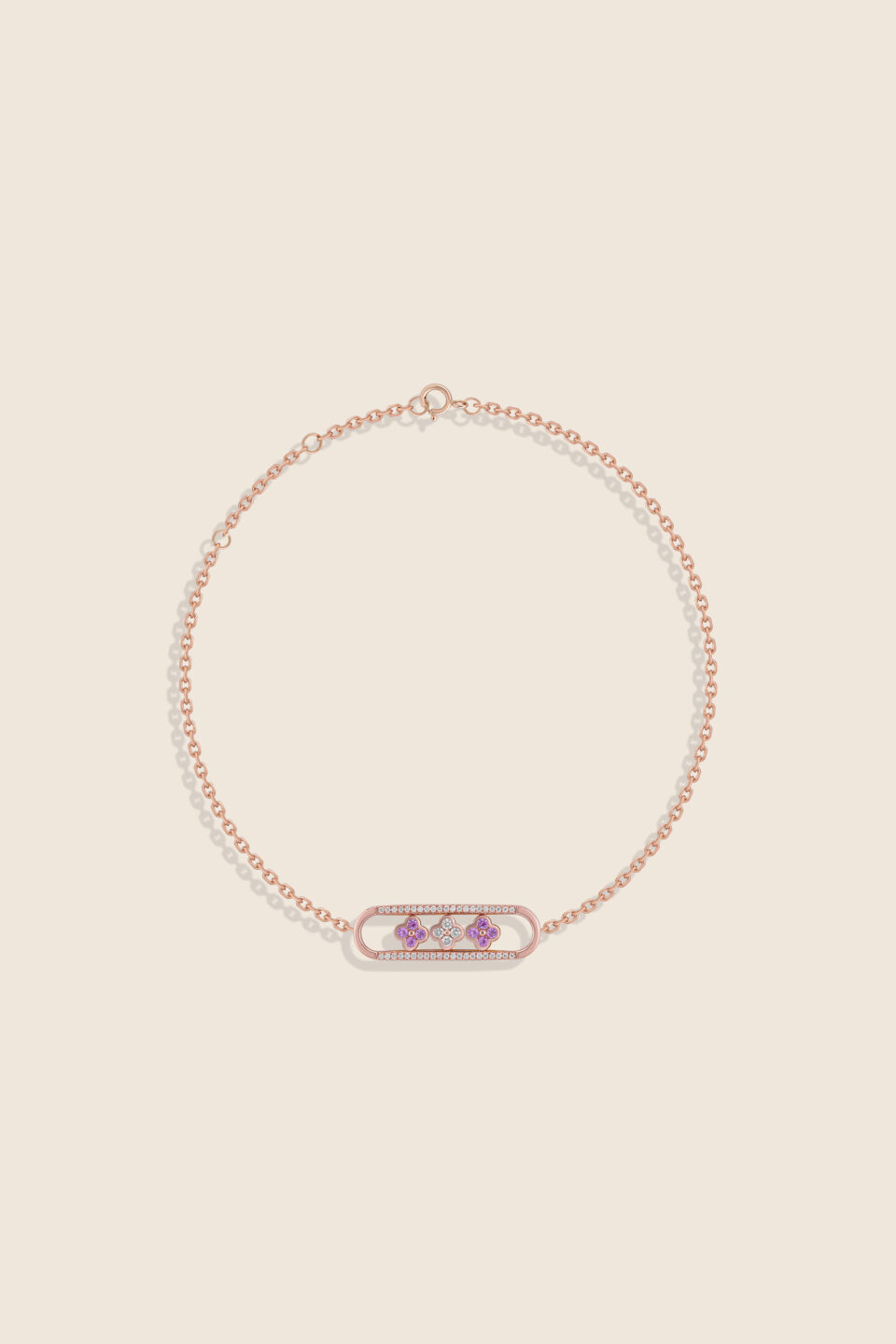 amara rose gold diamond bracelet flower amethyst