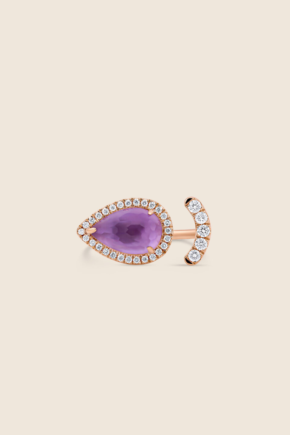 nephele rose gold diamond ring with amethyst