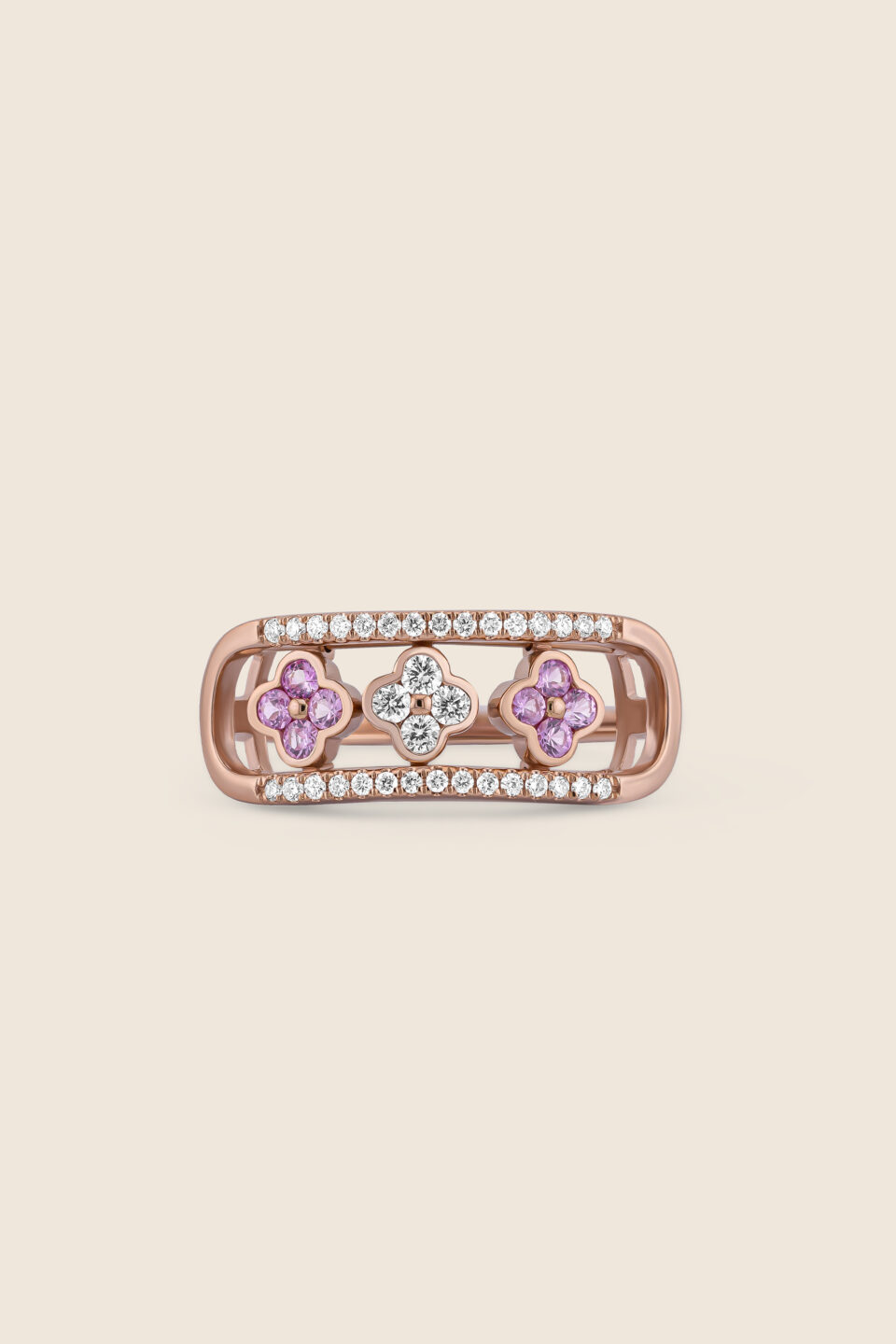 amara rose gold diamond ring flower amethyst