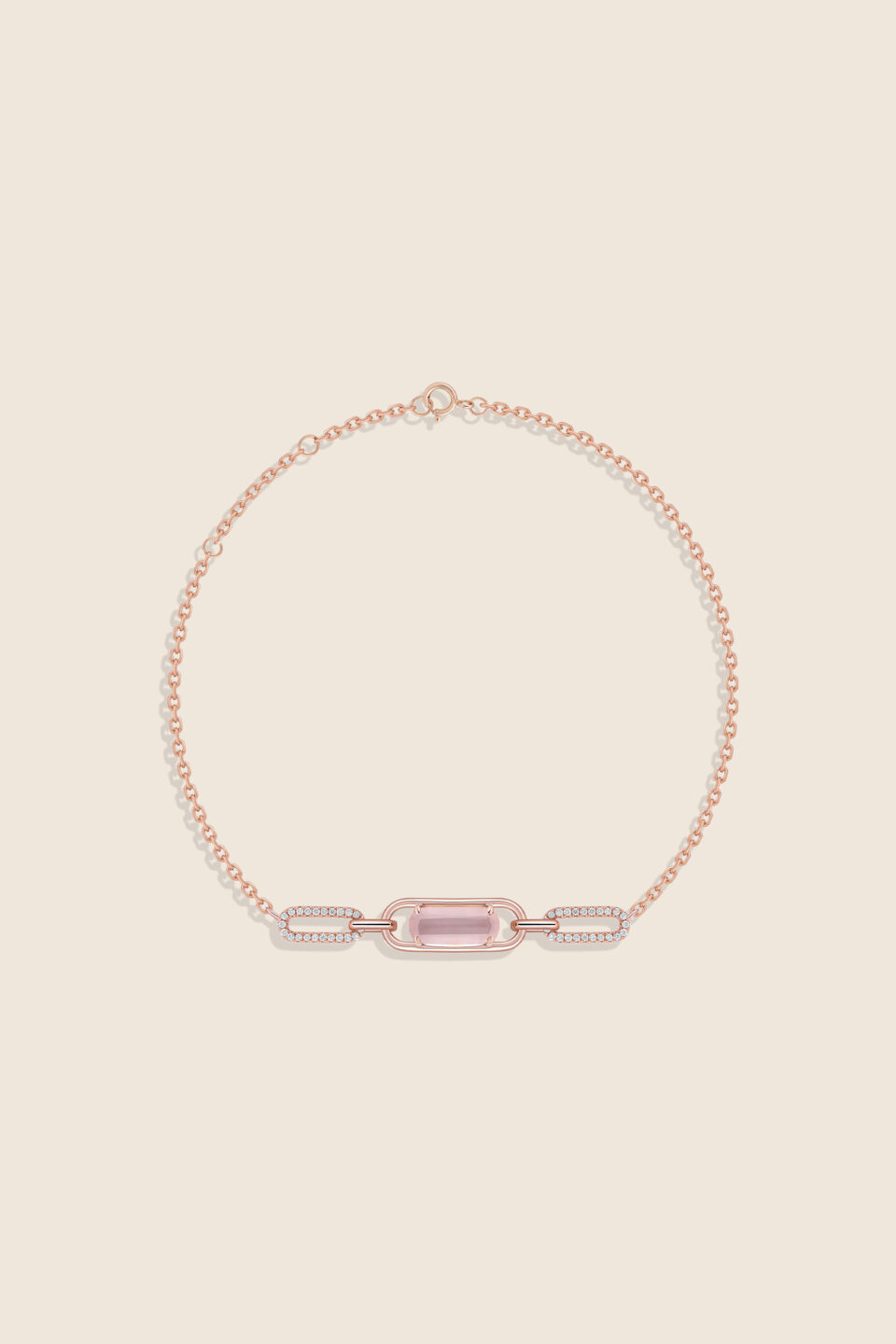 affinity rose gold diamond bracelet with rose quartz