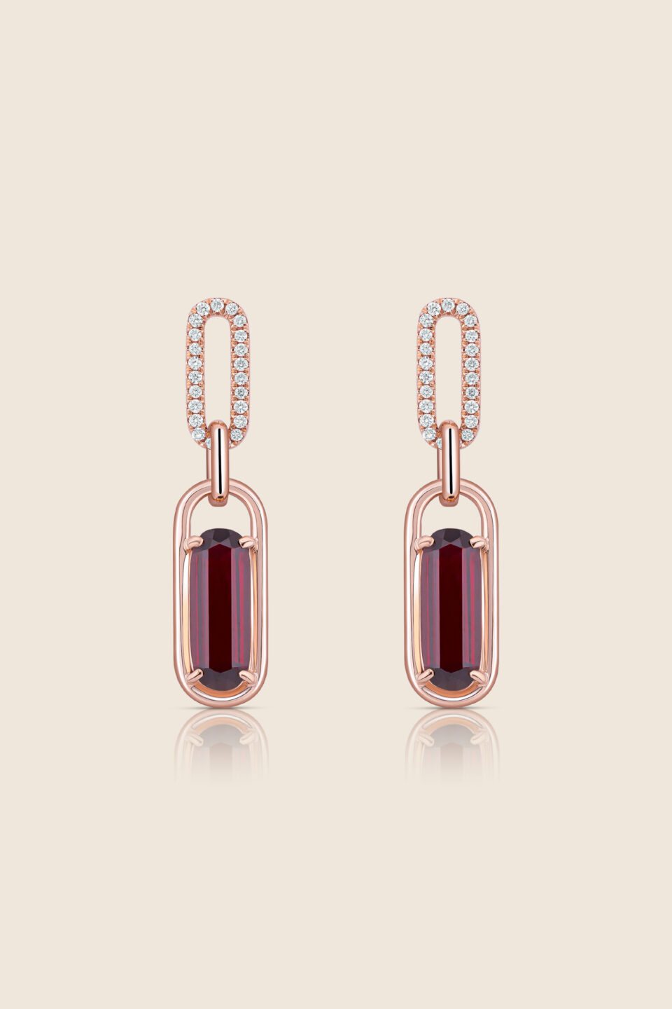affinity rose gold diamond earring with garnet