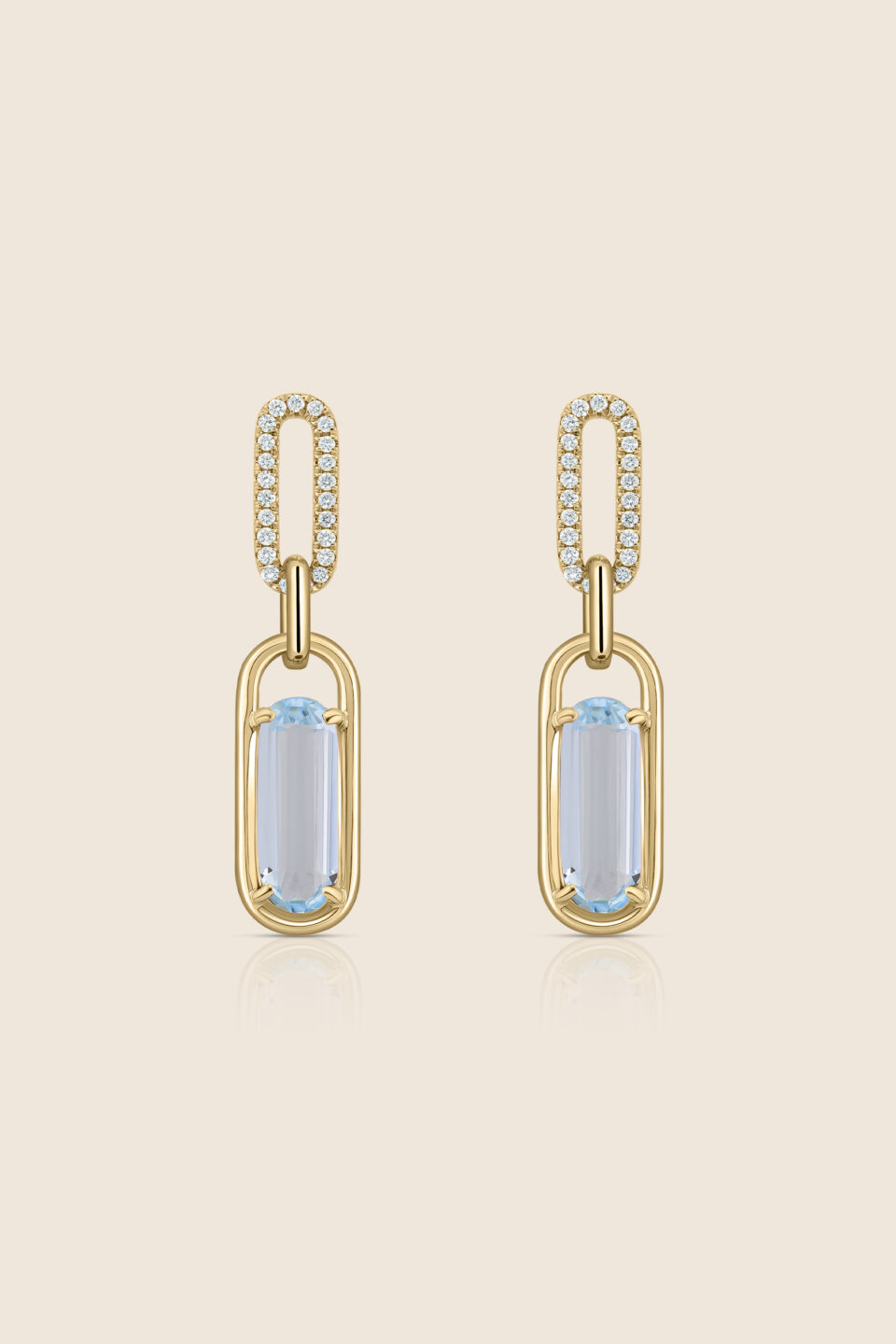 affinity yellow gold diamond earring with blue topaz