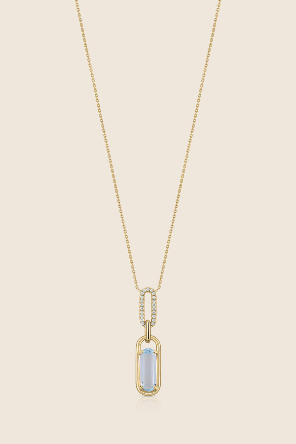 affinity yellow gold diamond pendant with blue topaz
