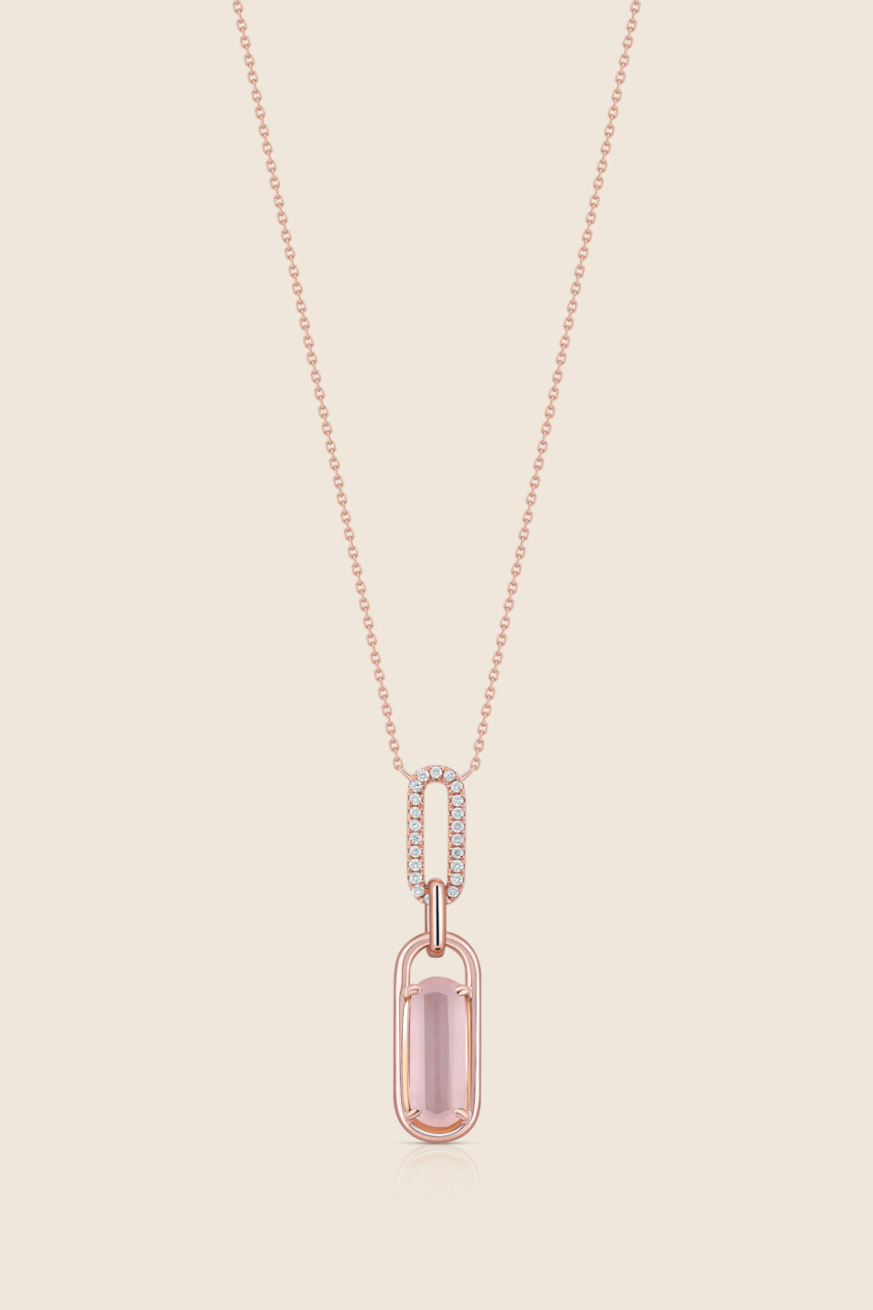 affinity rose gold diamond pendant with rose quartz