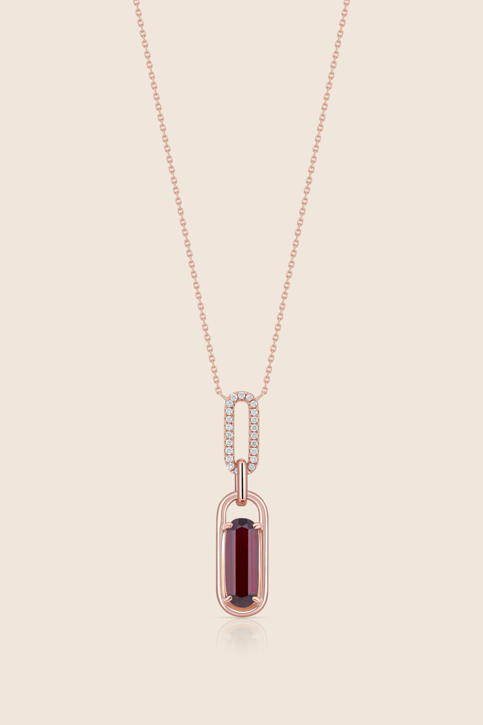 affinity rose gold diamond pendant with garnet