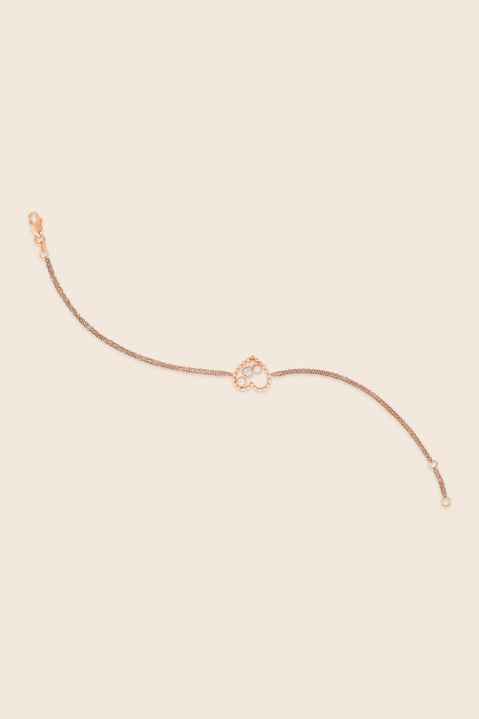 Bubbleiss rose gold diamond heart bracelet