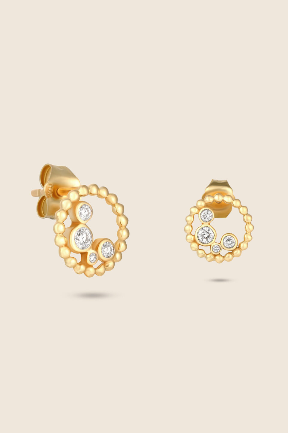 Bubbleiss yellow gold diamond round earring