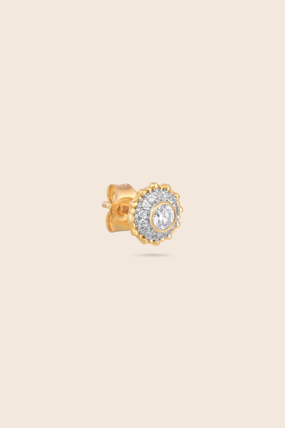 Bubbleiss yellow gold cluster diamond earring