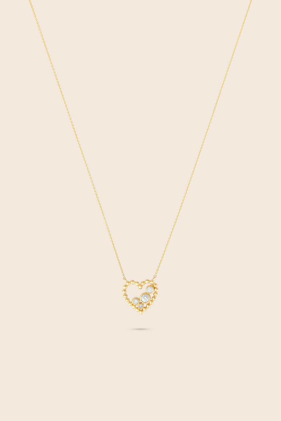 Bubbleiss yellow gold diamond heart pendant