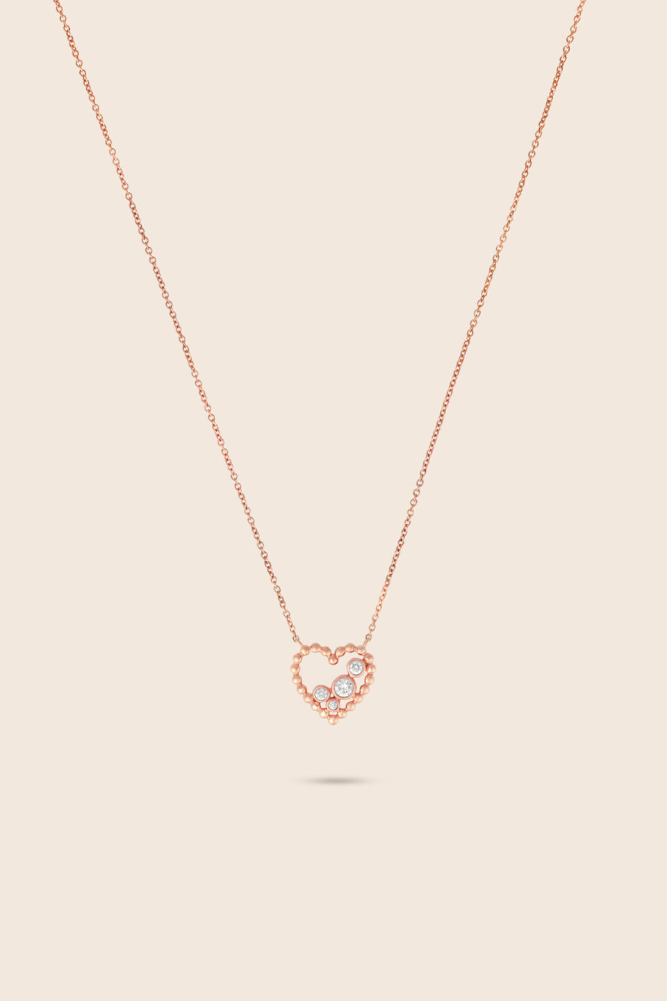 Bubbleiss rose gold diamond heart pendant