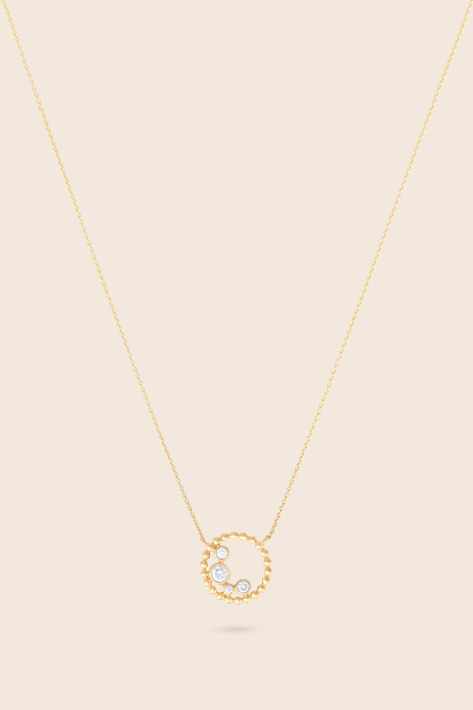 Bubbleiss yellow gold diamond round pendant