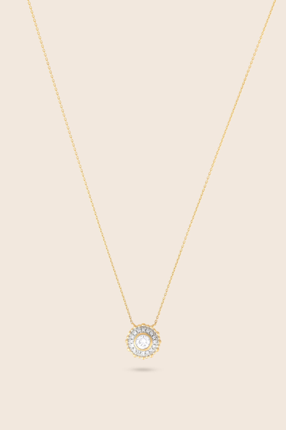 Bubbleiss yellow gold cluster diamond pendant