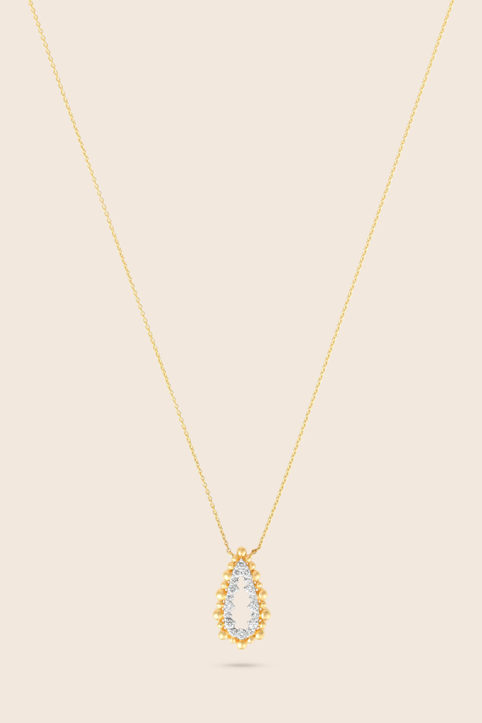 Bubbleiss yellow gold diamond pear pendant