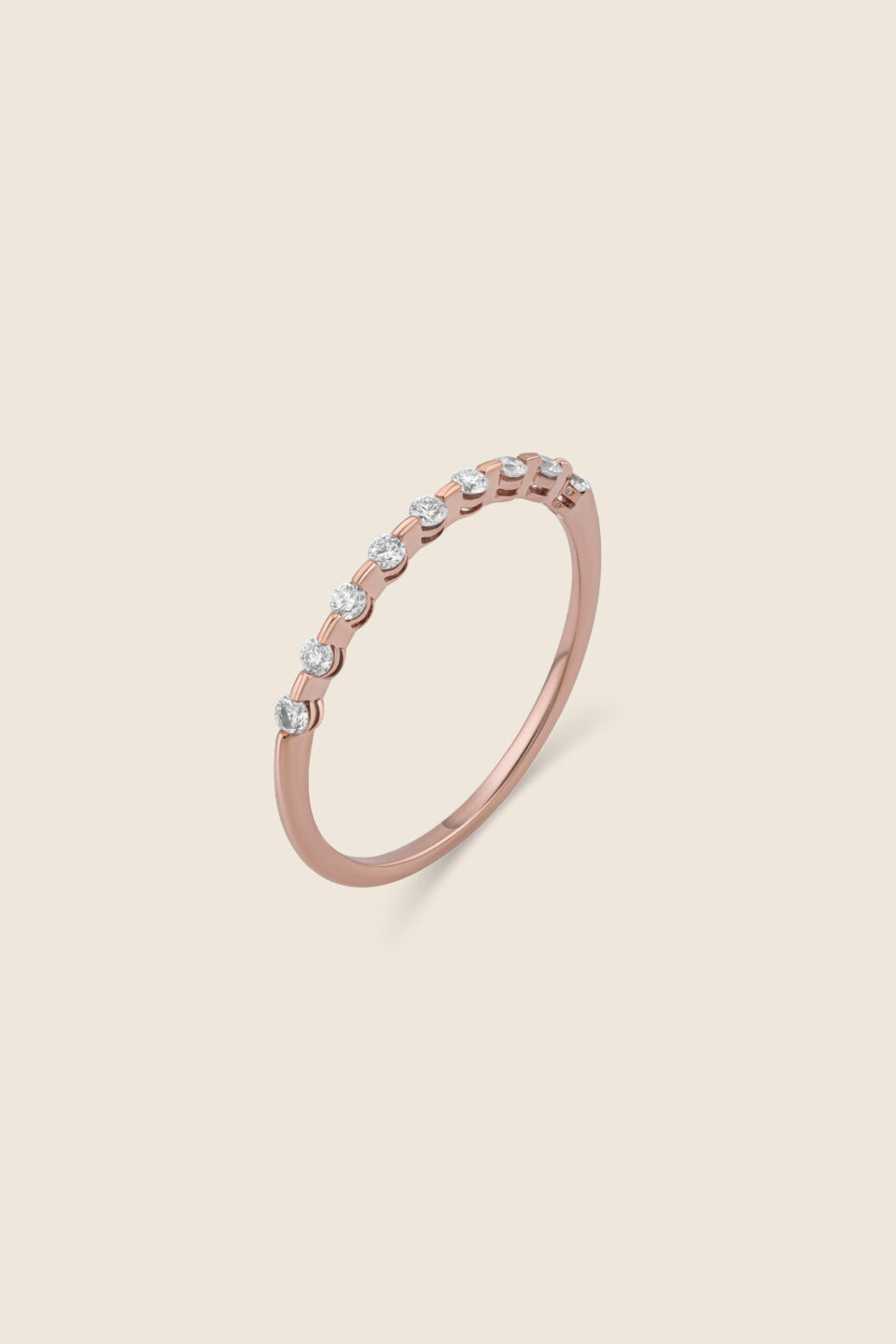 Classic rose gold diamond bar setting band