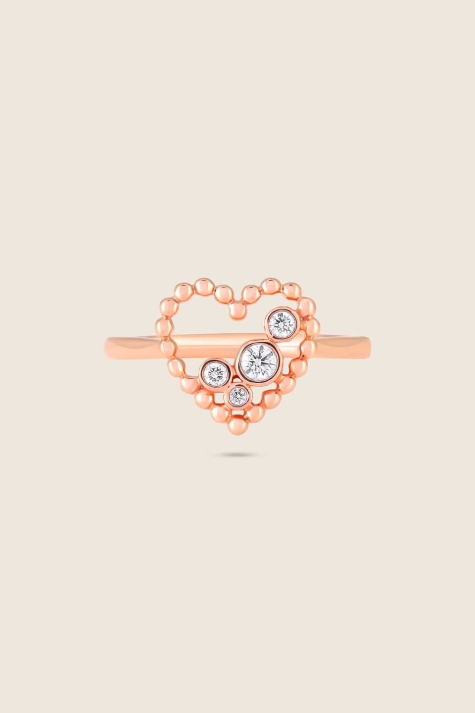 Bubbleiss rose gold diamond heart ring