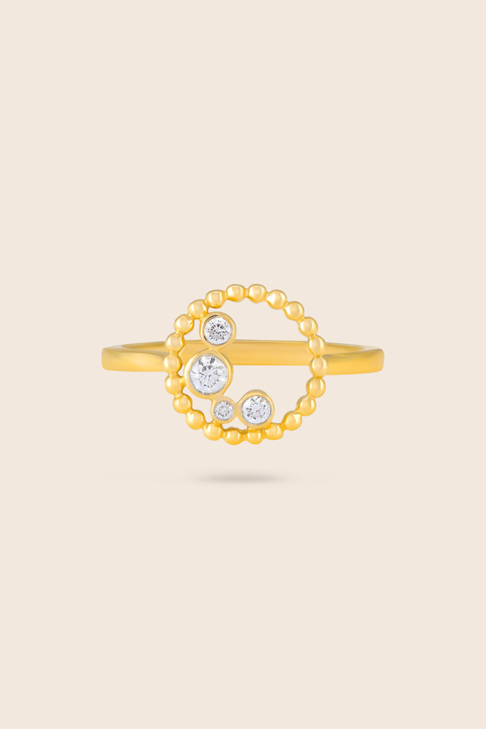 Bubbleiss yellow gold diamond round ring