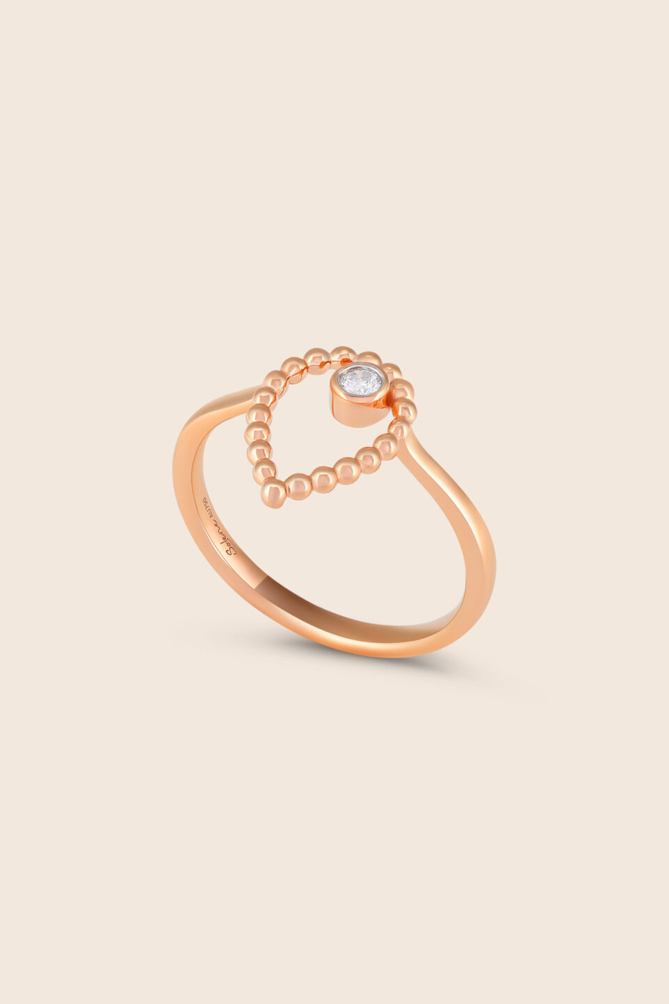 Bubbleiss rose gold diamond drop ring
