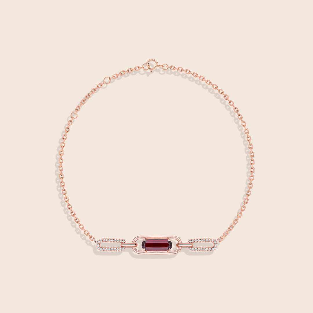 11 affinity rose gold diamond bracelet with garnet - Image 1