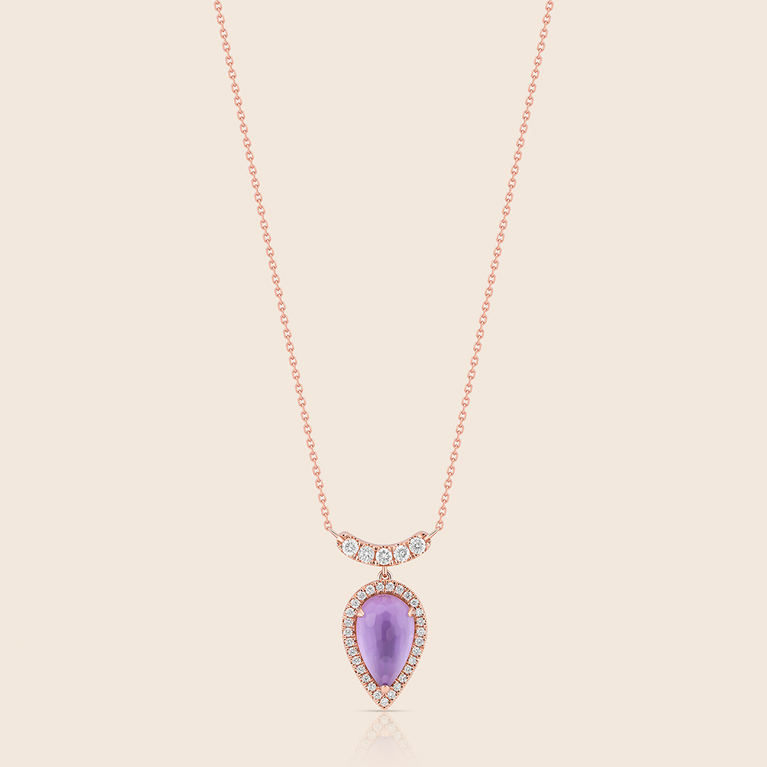 159 nephele rose gold diamond pendant with amethyst - Image 1