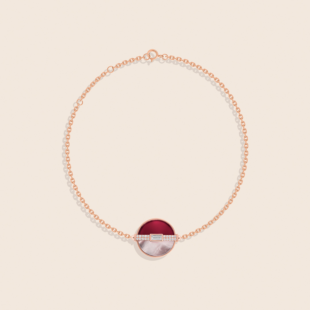 16 novelty rose gold diamond bracelet with rhodonite - Image 1