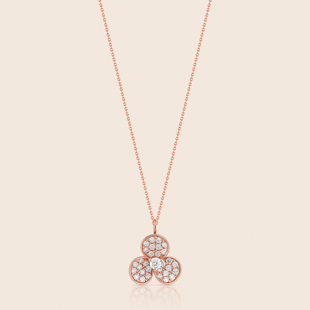 163 amara rose gold flower diamond pendant - Image 1