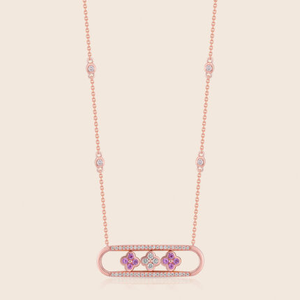 amara rose gold diamond pendant flower amethyst