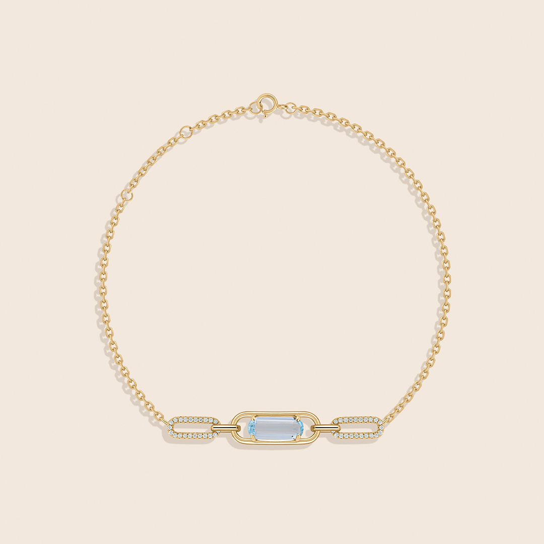 17 affinity yellow gold diamond bracelet with blue topaz - Image 1