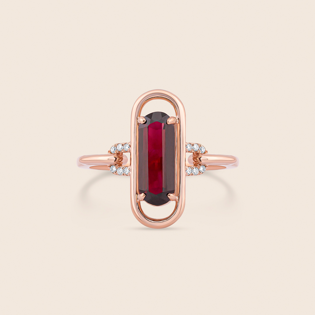 205 affinity rose gold diamond ring with garnet - Image 1
