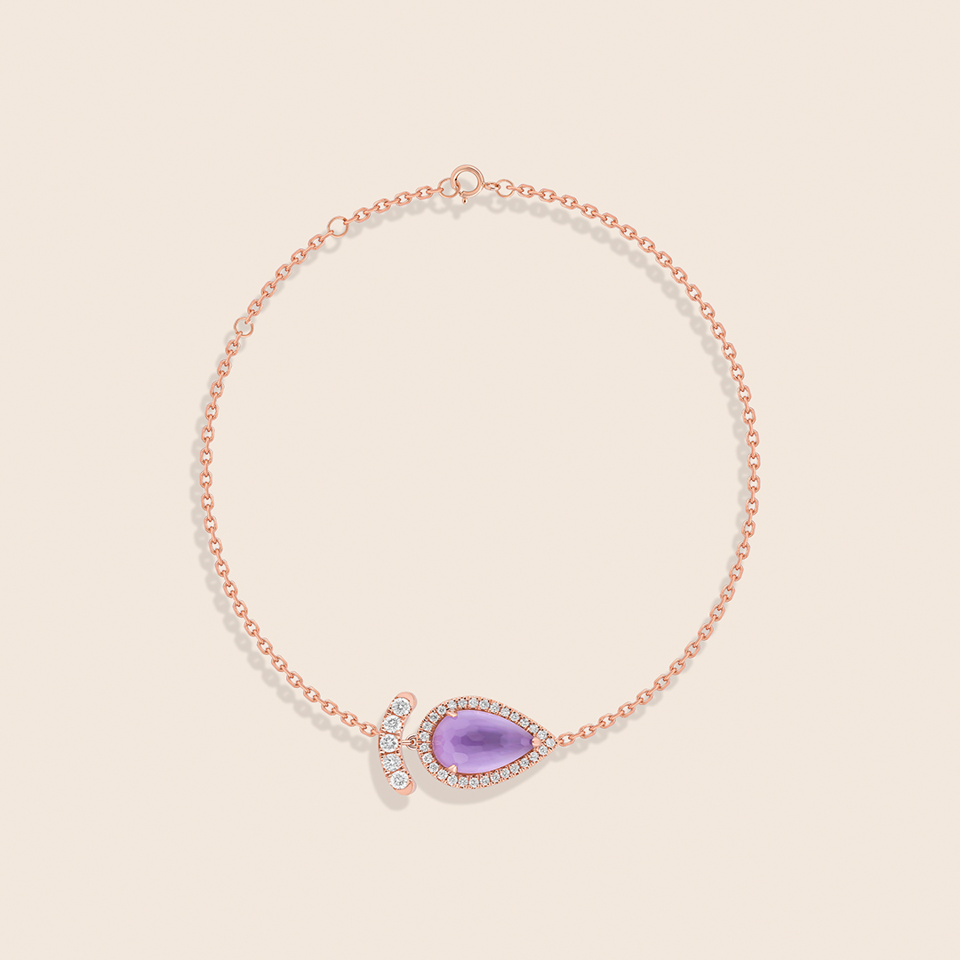 21 nephele rose gold diamond bracelet with amethyst - Image 1