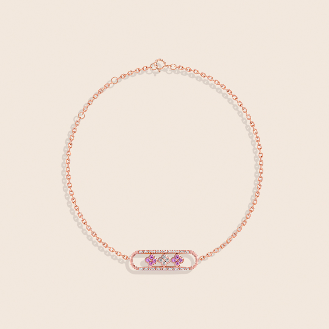 22 amara rose gold diamond bracelet flower amethyst - Image 1
